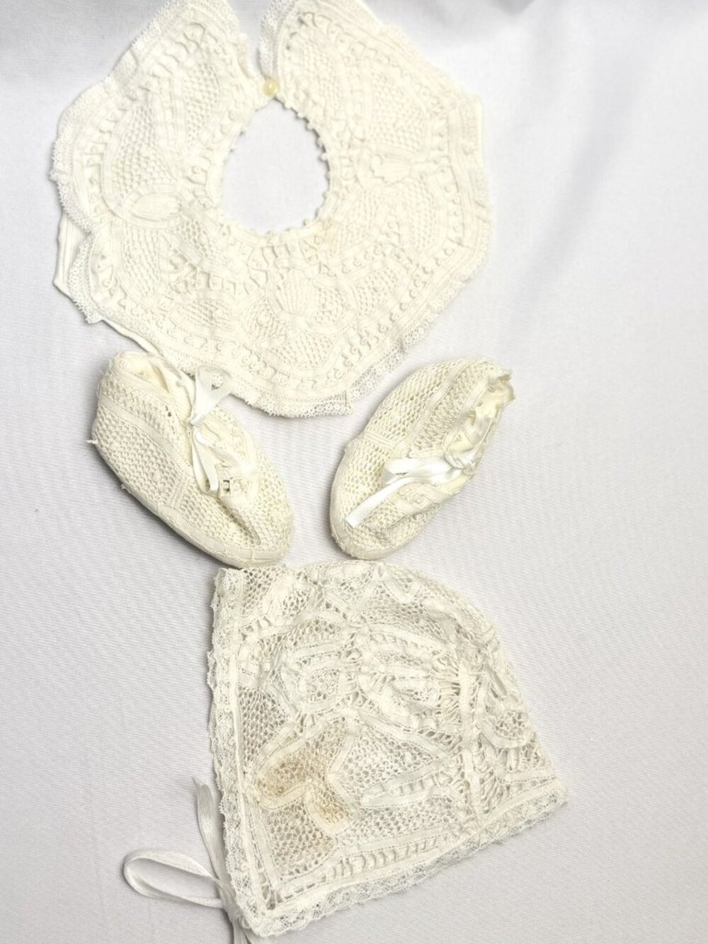 Renaissance Vintage Handmade Lace Infant Layette Set by Jacilene Made in Brazil